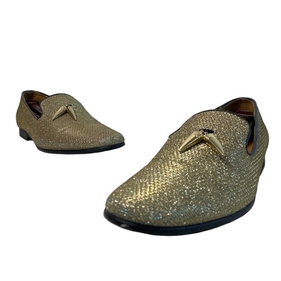 Giorgio Brutini Conquest Sparkly Gold Loafers Sz 11M - Picture 1 of 8